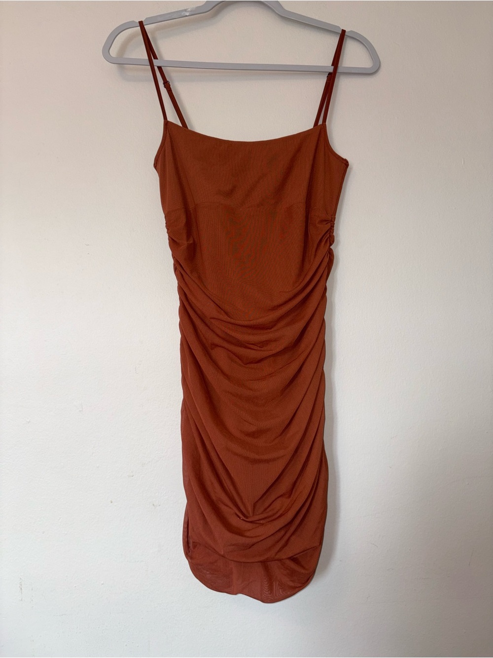 Hollister Rusty Terracotta Ruched Mini Dress